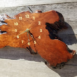 Wood Wall Clock Redwood Clock Handmade Wall Hanging Rustic Wedding Gift Burl Live Edge #430 Anniversary Small