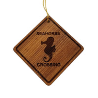 Seahorse Crossing Ornament - Seahorse Ornament - Wood Ornament Handmade in USA - Christmas Home Decoration - Seahorse Christmas