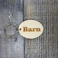Barn Wood Keychain Key Ring Keychain Gift - Key Chain Key Tag Key Ring Key Fob - Barn Text Key Marker