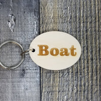 Boat Wood Keychain Key Ring Keychain Gift - Key Chain Key Tag Key Ring Key Fob - Boat Text Key Marker