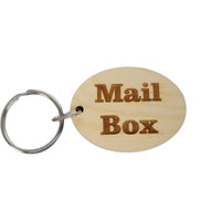 Mail Box Wood Keychain Key Ring Keychain Gift - Key Chain Key Tag Key Ring Key Fob - Mail BoxText Key Marker