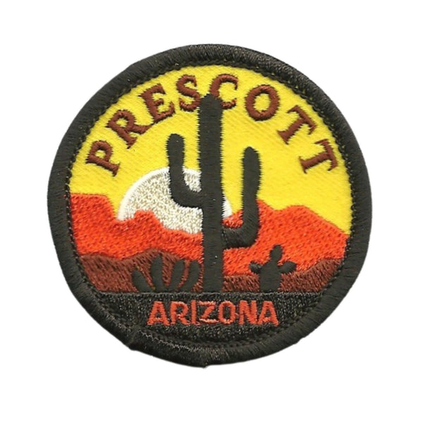 Arizona Patch – Prescott AZ Cactus Cacti Desert Sun – Travel Patch AZ Souvenir Applique 2.25" Iron On Circle