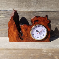 Wood Clock Desk Office Mantel Redwood Burl #569 Handmade in USA Gift for Him - Gift for Her - Unique Christmas Gift