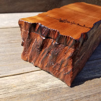 Handmade Wood Box with Redwood Tree Engraved Rustic Handmade Curly Wood #505 California Redwood Jewelry Box Storage Box