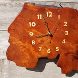 Wood Wall Clock Handmade Wall Hanging Rustic Redwood Burl Clock #488 Wedding Gift Father's Day Gift Unique Christmas Gift LG