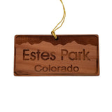 Estes Park Colorado License Plate Ornament Handmade Wood Ornament Souvenir Mountains Ski Resort Skiing Skier CO Rocky Mountains