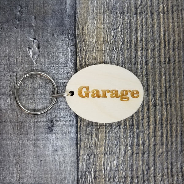 Garage Wood Keychain Key Ring Keychain Gift - Key Chain Key Tag Key Ring Key Fob - Garage Text Key Marker