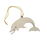 Dolphin Ornament - Handmade Wood Ornament - Smiling Dolphin Horizontal - Christmas Ornament 3 Inch