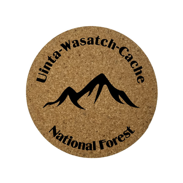 Uinta Wasatch Cache National Forest Cork Coasters Set of 4 Mountains Utah Idaho Wyoming Souvenir Travel Gift Memory