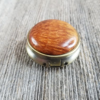 California Redwood Pill Box 3 Sections Handmade Top Burl Wood Souvenir #287