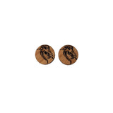 Dragon Earrings - Cherry Wood Earrings - Stud Earrings - Post Earrings - Dragon Head