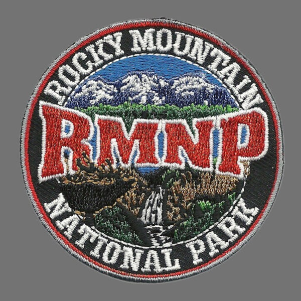 Rocky Mountain National Park Patch – Colorado Travel Patch CO Souvenir Embellishment or Applique 2.5" Iron On Circle Mountains Waterfall