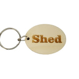 Shed Wood Keychain Key Ring Keychain Gift - Key Chain Key Tag Key Ring Key Fob - Shed Text Key Marker