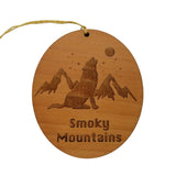 Smoky Mountains Ornament - Howling Wolf Moon Stars Mountains Handmade Wood - Tennessee Souvenir Christmas Ornament Travel Gift 3 Inch National Park