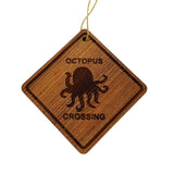 Octopus Crossing Ornament - Octopus Ornament - Wood Ornament Handmade in USA - Christmas Home Decoration - Octopus Christmas
