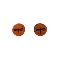 Dragonfly Earrings - Wood Earrings - California Redwood Stud Earrings - CA Souvenir Keepsake - Post Earrings - Dragonfly Lover