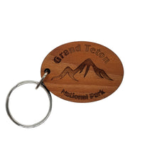 Grand Teton National Park Keychain Handmade Wood Mountains Keyring Souvenir Skiing Snowshoeing Jackson Hole Key Tag