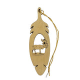 Caribou Alaska Christmas Ornament Wood Laser Cut Handmade in USA Travel Gift Souvenir Memento Leaf Acorn 3.75"