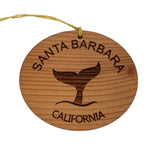 Santa Barbara California Ornament - Handmade Wood Ornament - CA Whale Tail Whale Watching - Christmas Ornament 3 Inch