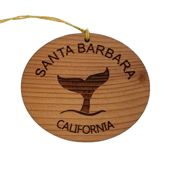 Santa Barbara California Ornament - Handmade Wood Ornament - CA Whale Tail Whale Watching - Christmas Ornament 3 Inch