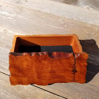 Redwood Jewelry Box Curly Wood Engraved Rustic Handmade California #438 Memento Box, Valentine's Day Gift