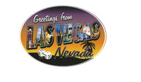 Las Vegas Decal – Nevada Bumper Sticker – Las Vegas Souvenir – Travel Sticker 5" Oval Retro Postcard Greetings Travel Gift Scrapbooking