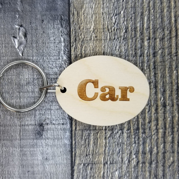 Car Wood Keychain Key Ring Keychain Gift - Key Chain Key Tag Key Ring Key Fob - Car Text Key Marker