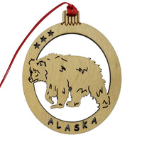 Bear Alaska Christmas Ornament Wood Laser Cut - Handmade in USA Travel Gift - Souvenir Memento - Stars