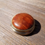 Handmade Pill Box 3 Sections California Redwood Burl Top Souvenir Memento Rustic Antique Bronze #408
