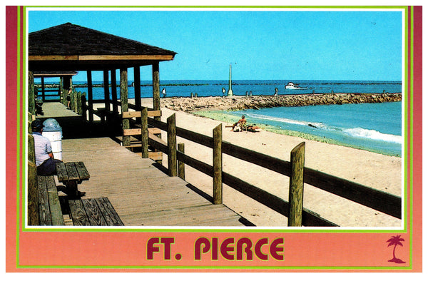 Vintage Florida Postcard Fort Pierce FL 4x6 Ft Pierce Inlet Beach 1980s Aerial View Scenic Florida Distributors 1990s Werner Bertsch