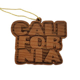 California Spellout Bubble Letters Christmas Ornament Handmade Wood Ornament Made in USA Laser Cut Redwood