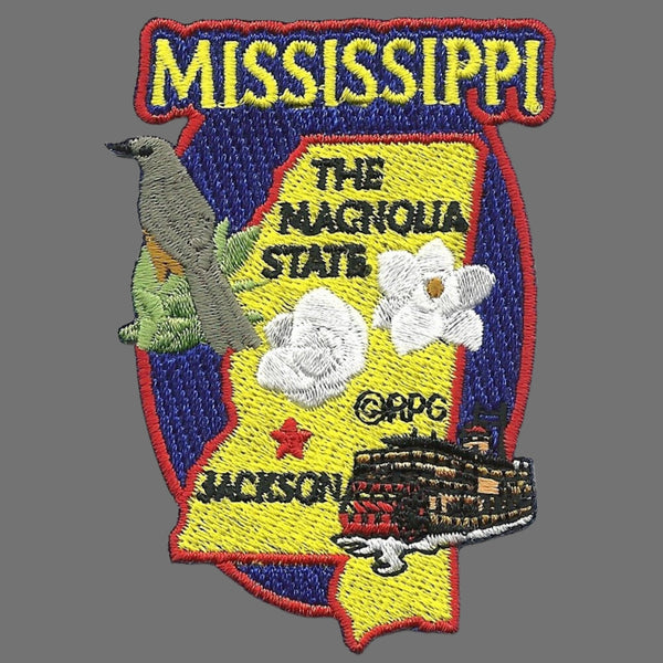Mississippi Patch State Travel Patch MS Souvenir Embellishment or Applique 3" The Magnolia State Jackson Mockingbird Ferry Magnolia Iron On