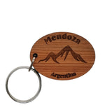 Mendoza Keychain Argentina Mountains Wood Keyring Argentina Souvenir Andes Mountains Skiing Skier Ski Climbing Mountaineering Hiking Key Tag