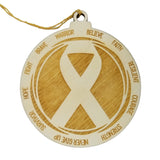 Awareness Ribbon Christmas Ornament - Character Traits - Handmade Wood Ornament -  3.5" Breast Cancer Autism Disease