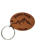 Estes Park CO Keychain Mountains Wood Keyring Colorado Souvenir - Rocky Mountains Key Tag Bag Handmade American Made