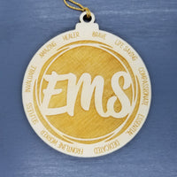 EMS Christmas Ornament - Character Traits - Handmade Wood Ornament -  Gift for Emergency Medical Services Worker Gift Brave Life Saving 3.5"