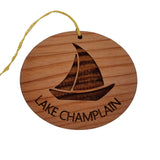 Lake Champlain Ornament - Handmade Wood Ornament - Souvenir Sailing Sailboat - Christmas Ornament 3 Inch Canada New York Adirondacks