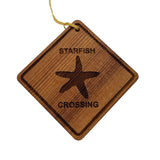 Starfish Crossing Ornament - Starfish Ornament - Wood Ornament Handmade in USA - Christmas Home Decoration - Starfish Christmas