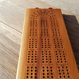 Redwood Wood Cribbage Board Handmade Laser Engraved 3 Player #443 USA Card Game 2 Tone Birthday Gift Christmas Gift California Souvenir