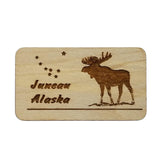 Wood Magnet Juneau Alaska Moose Refrigerator Magnet - Souvenir Magnet