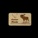 Wood Magnet Juneau Alaska Moose Refrigerator Magnet - Souvenir Magnet