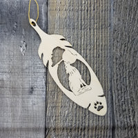 Anchorage Alaska Wolf Christmas Ornament Wood Laser Cut Handmade in USA Souvenir Memento Leaf 5.375" Travel Gift AK