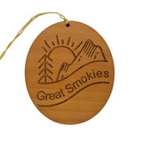 Smoky Mountains Ornament Great Smokies Handmade Wood Ornament Tennessee Souvenir Christmas Tree Sun Mountains National Park TN Travel Gift