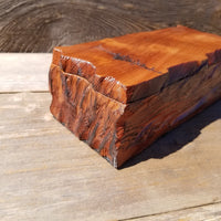 Handmade Wood Box with Redwood Tree Engraved Rustic Handmade Curly Wood #492 California Redwood Jewelry Box Storage Box