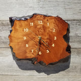 Wood Wall Clock Redwood Clock Handmade Wall Hanging Rustic Wedding Gift Burl Live Edge #486 Anniversary Small