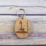 Yaquina Head Lighthouse Wood Keychain Tallest Lighthouse Myrtlewood Oregon Coast Souvenir Travel Gift