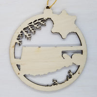 Oklahoma Wood Ornament -  State Shape with Snowflakes OK Cutout - Handmade Wood Ornament Made in USA Christmas Decor