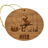 Alta Utah Ski Ornament - Handmade Wood Ornament - UT Souvenir - Ski Skiing Skier Trees Christmas Travel Gift