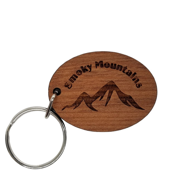 Smoky Mountains Keychain Wood Keyring Tennessee Souvenir Mountain Hiking National Park Key Tag Travel Gift