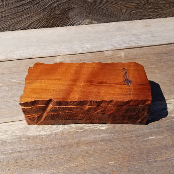 Wood Valet Box Curly Redwood Tree Engraved Rustic Handmade CA Storage #493 Handcrafted Christmas Gift Engagement Gift for Men Jewelry